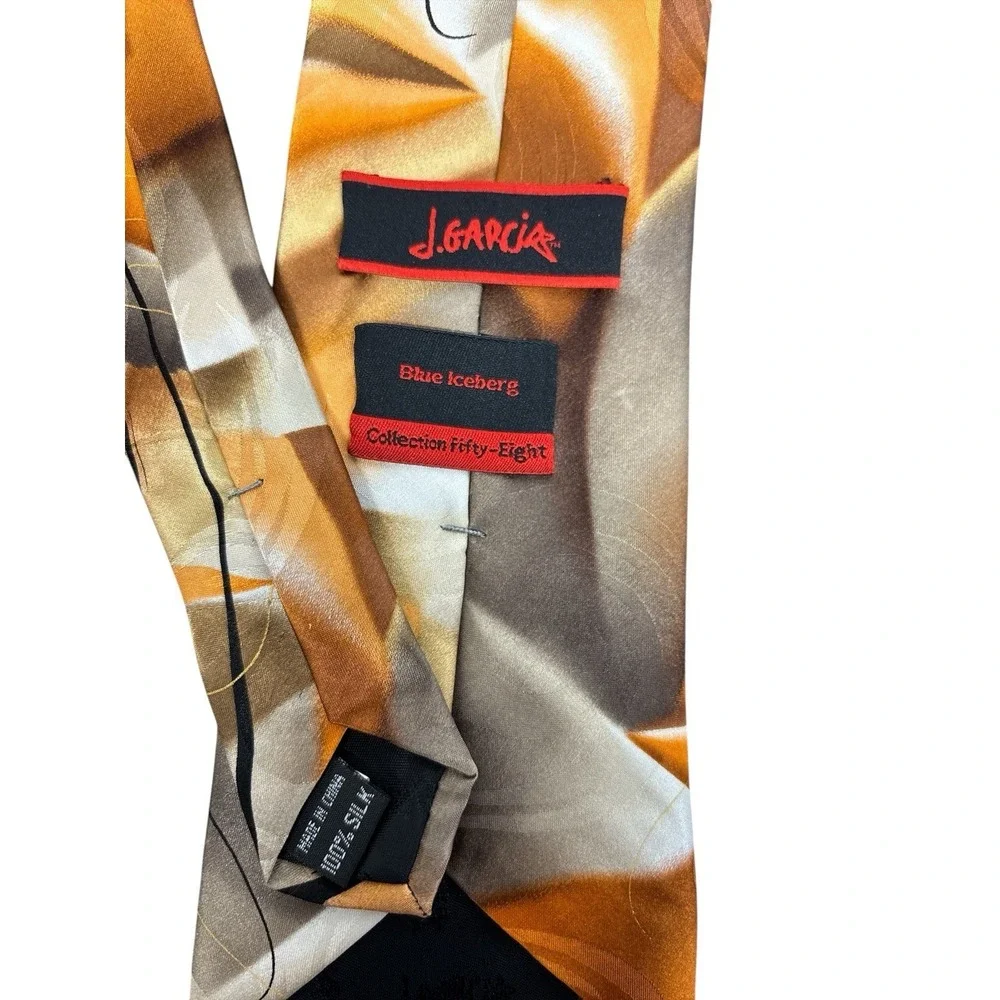 JERRY GARCIA Silk Tie Red Label Blue Iceberg Collection 58 Orange Brown Gray 61